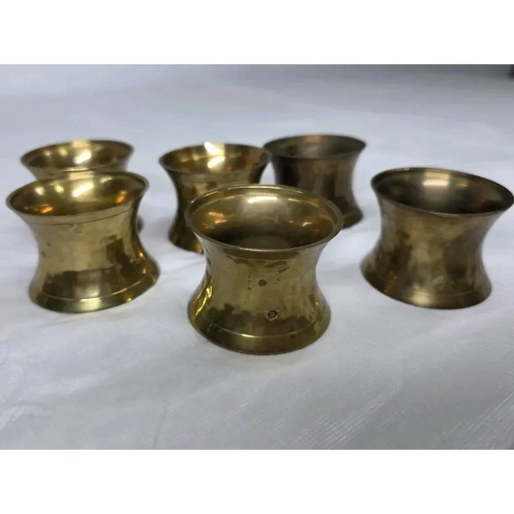 Vintage Hammered Brass Napkin Ring Holders 1.5